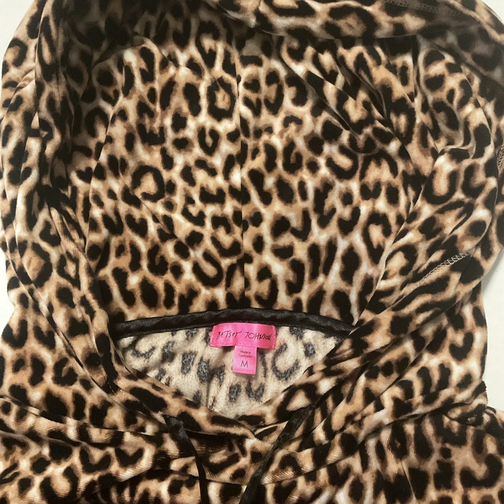 Betsey Johnson Fleece Hoodie Lounge Dress Leopard‎ Print - Picture 7 of 9